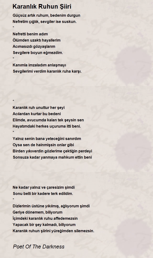 Poet Of The Darkness