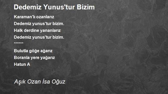 Aşık Ozan İsa Oğuz