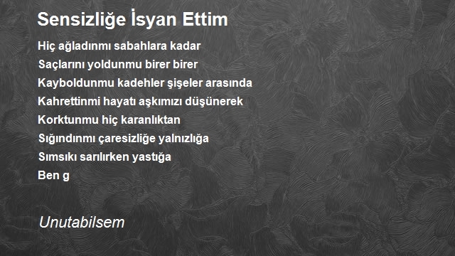 Şair Unutabilsem