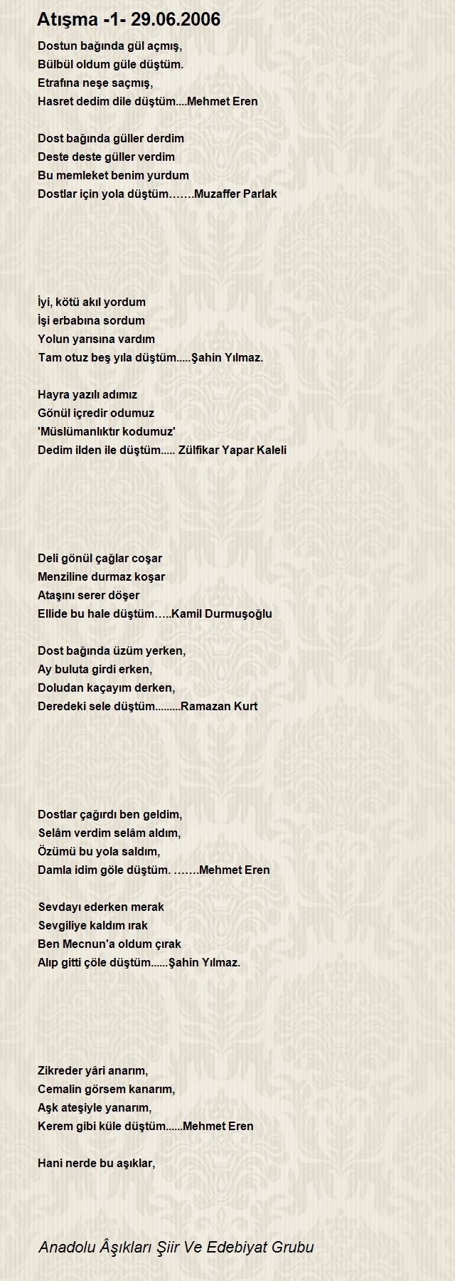 Anadolu Âşıkları Şiir Ve Edebiyat Grubu