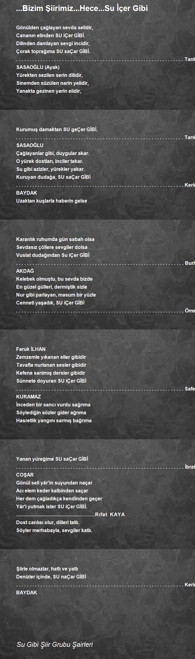 Su Gibi Şiir Grubu Şairleri