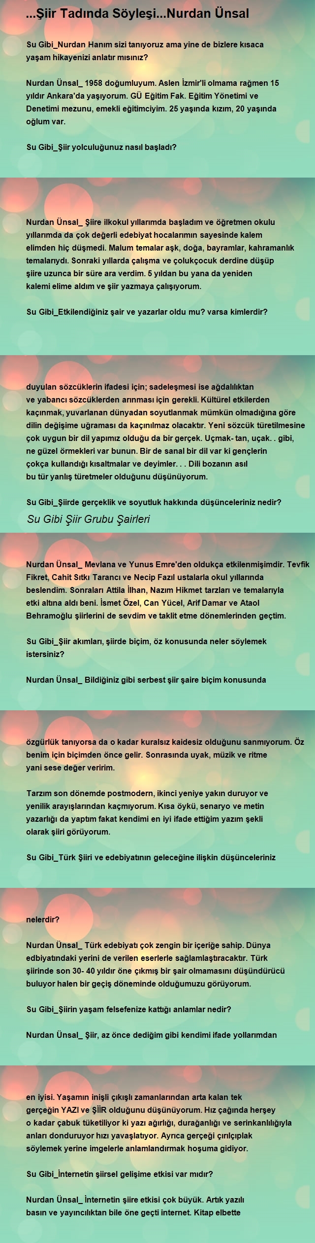 Su Gibi Şiir Grubu Şairleri