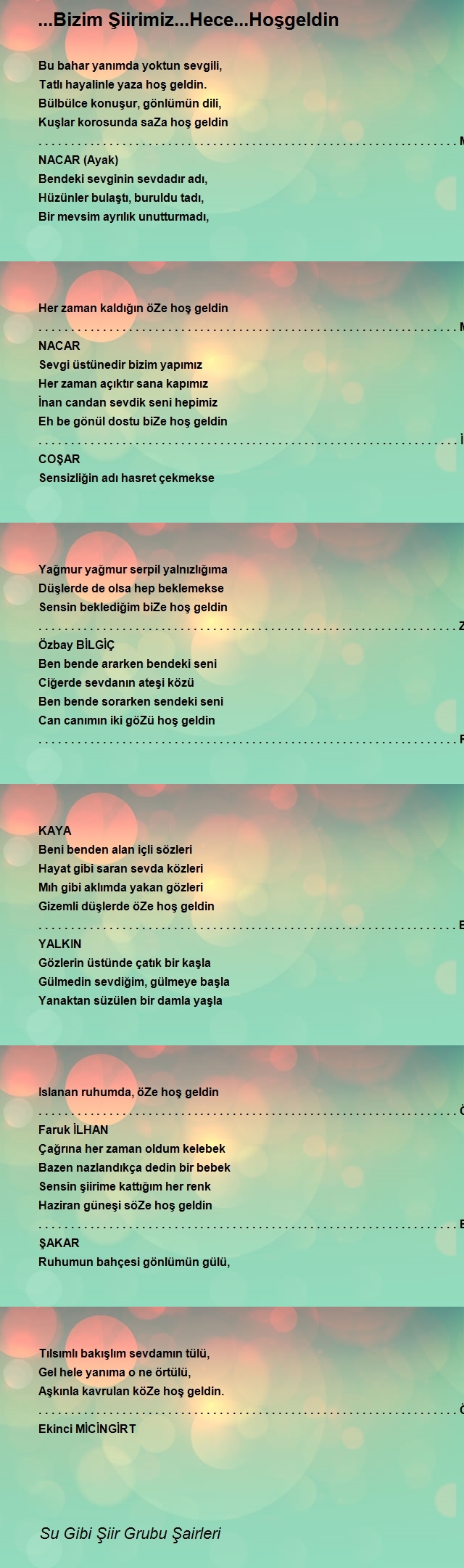 Su Gibi Şiir Grubu Şairleri