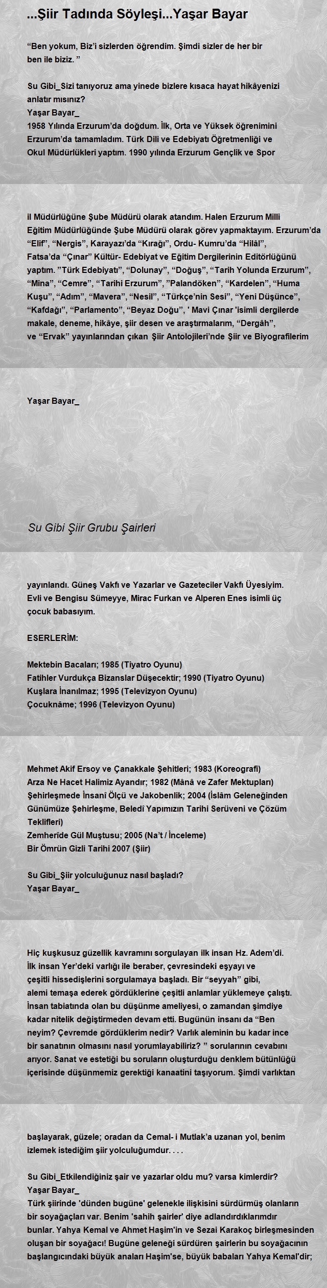 Su Gibi Şiir Grubu Şairleri