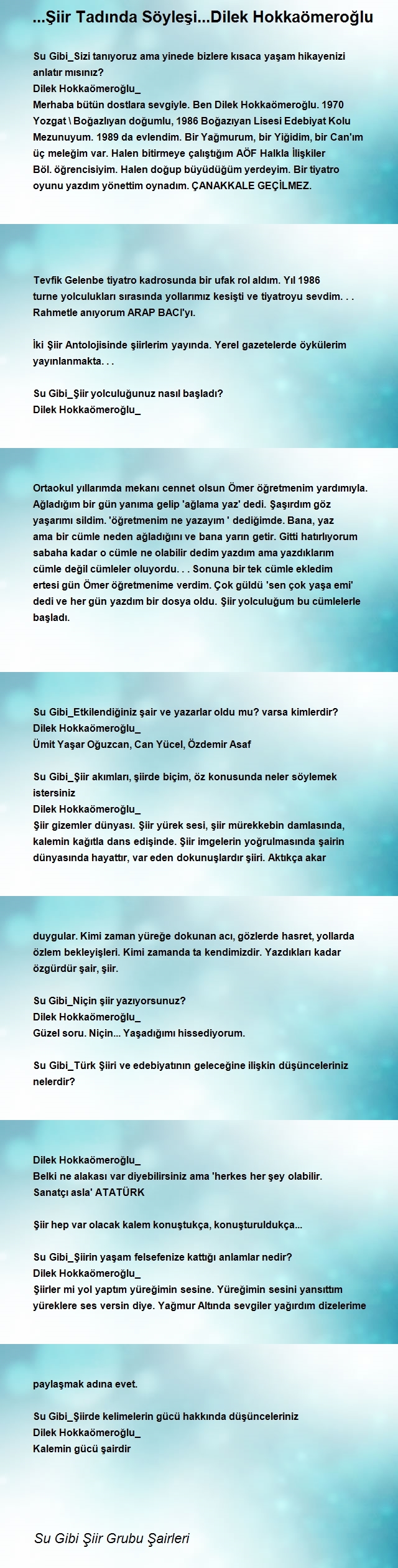Su Gibi Şiir Grubu Şairleri