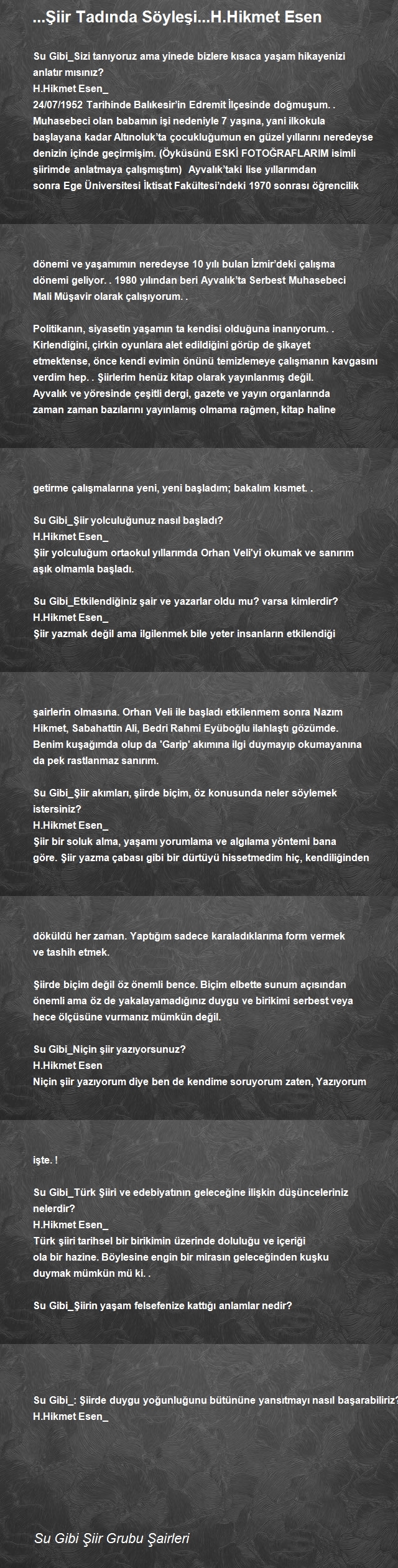 Su Gibi Şiir Grubu Şairleri