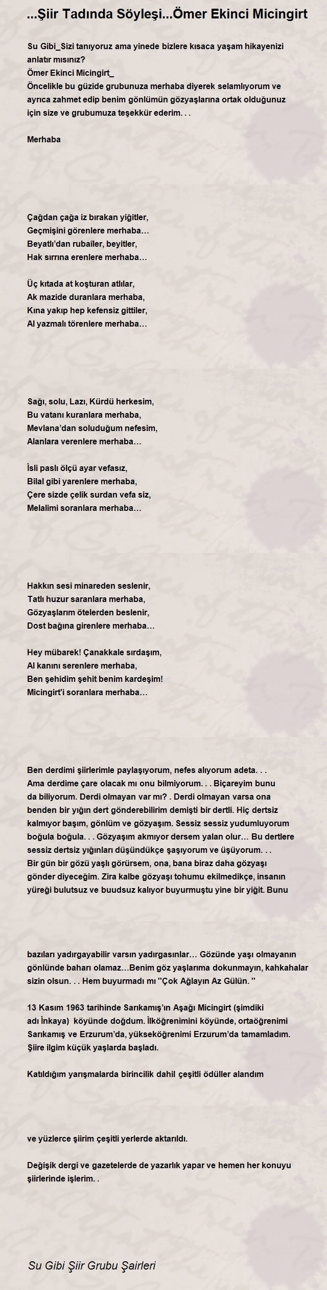 Su Gibi Şiir Grubu Şairleri