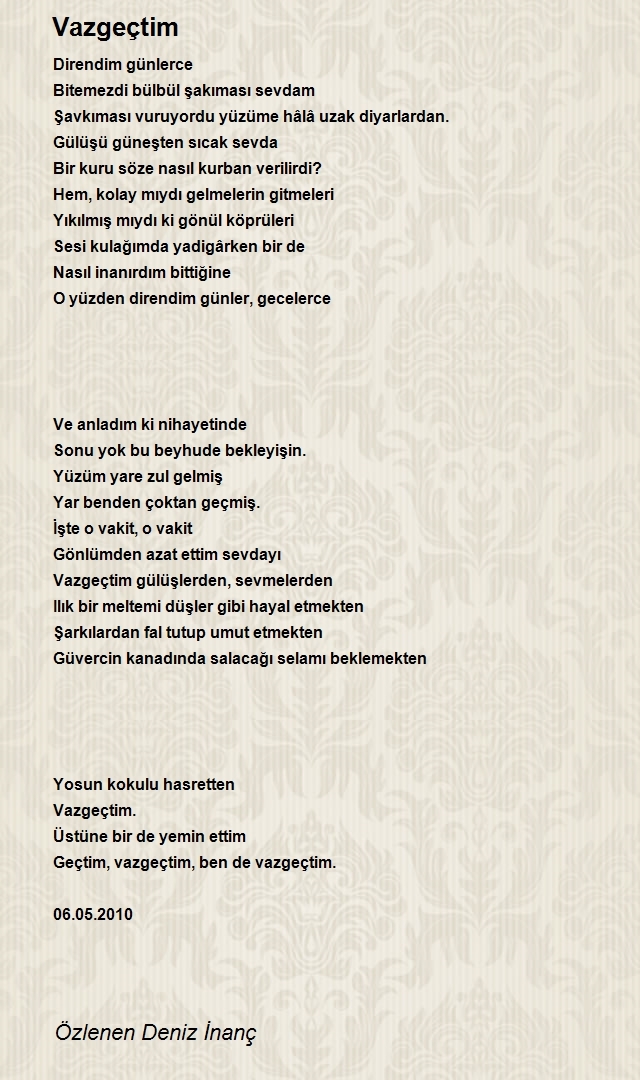 Özlenen Deniz İnanç