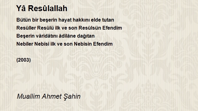Muallim Ahmet Şahin