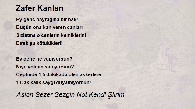 Aslan Sezer Sezgin Not Kendi Şiirim