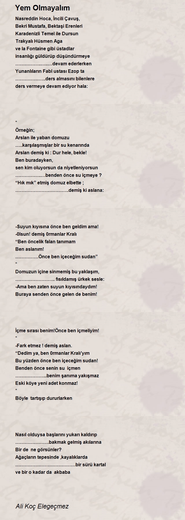 Ali Koç Elegeçmez