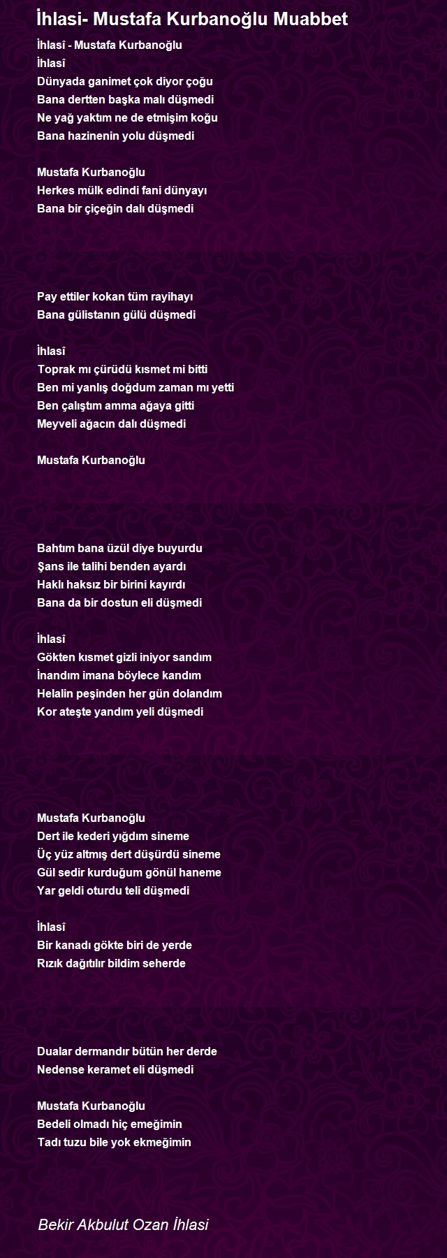 Bekir Akbulut Ozan İhlasi