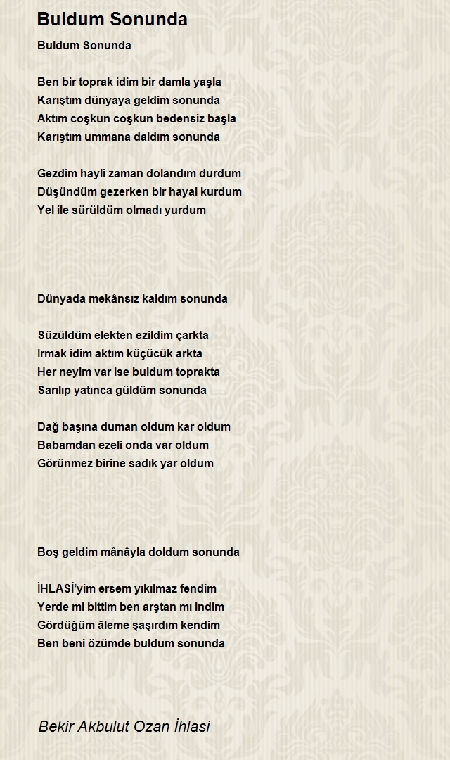 Bekir Akbulut Ozan İhlasi