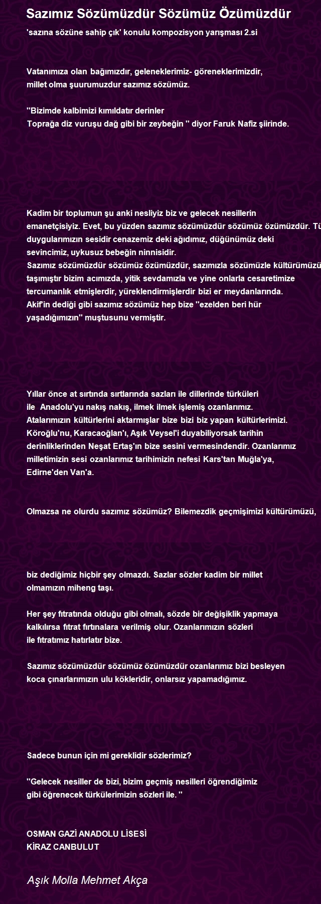 Aşık Molla Mehmet Akça
