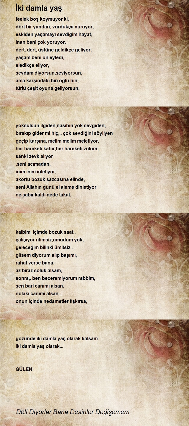 Deli Diyorlar Bana Desinler Değişemem