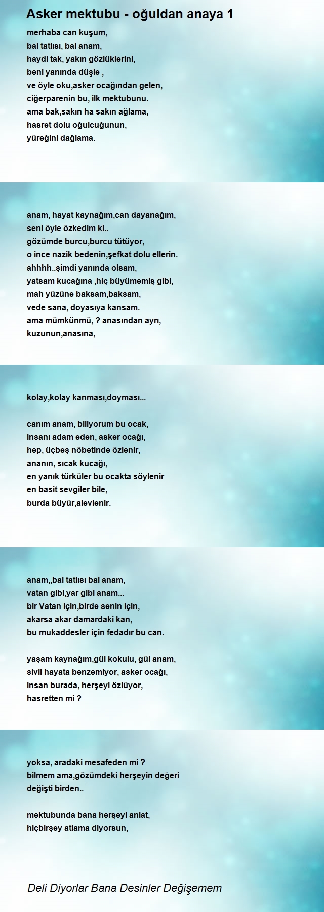 Deli Diyorlar Bana Desinler Değişemem