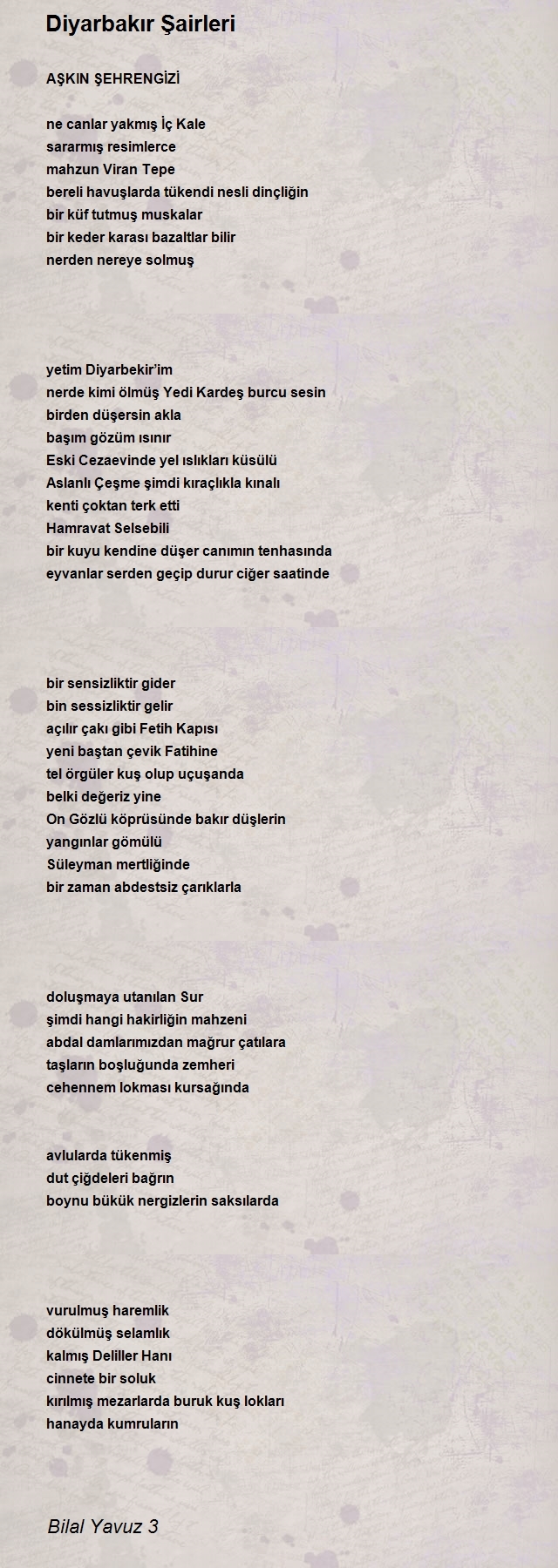 Bilal Yavuz Şiirleri