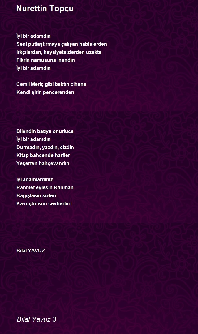 Bilal Yavuz Şiirleri