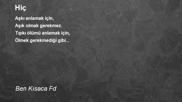 Ben Kısaca Fd