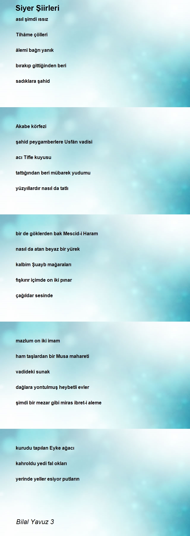 Bilal Yavuz Şiirleri