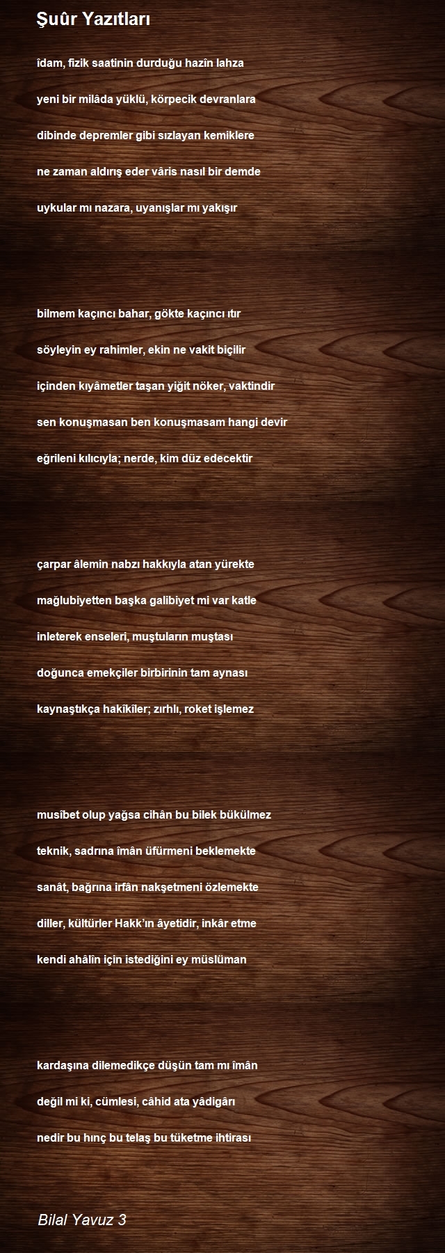 Bilal Yavuz Şiirleri