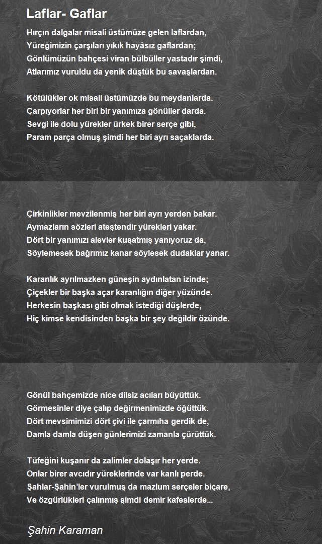Şair Yazar Şahin Karaman
