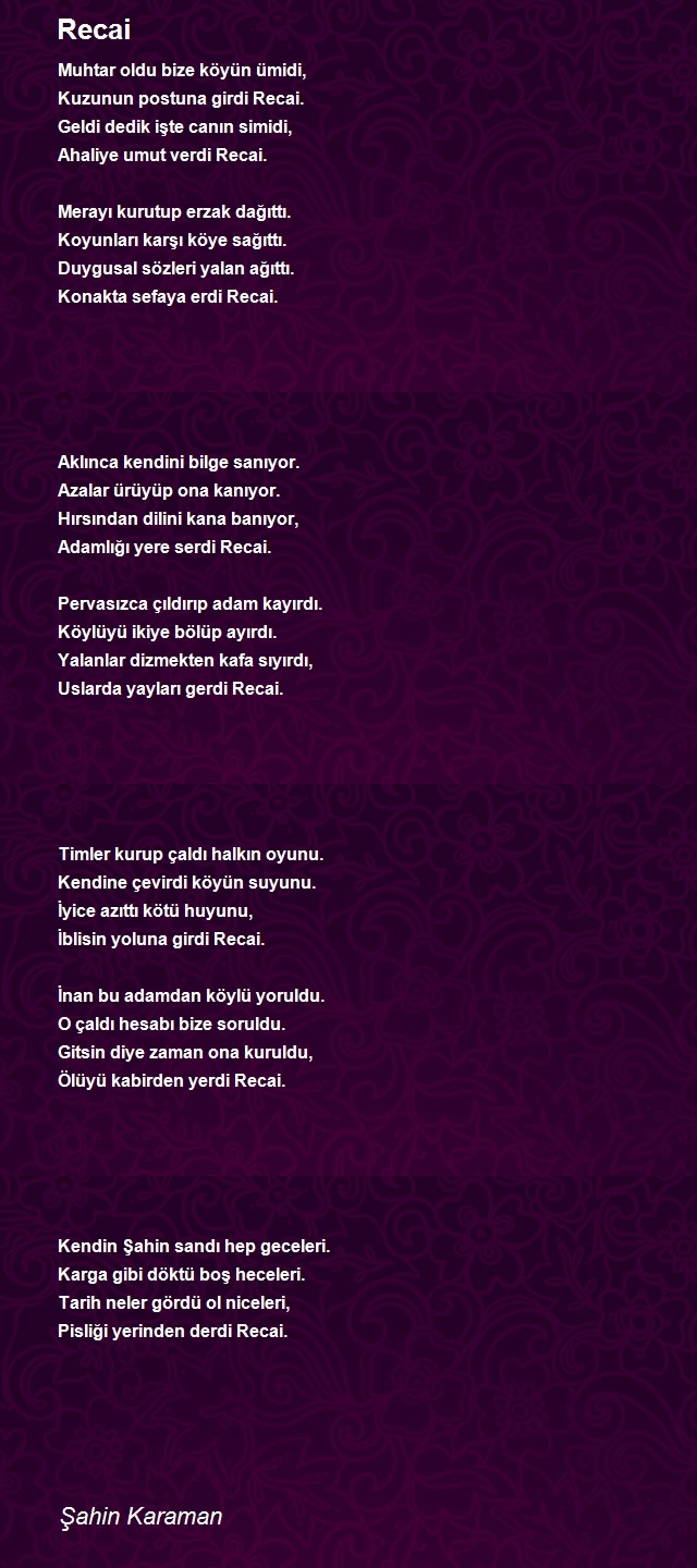 Şair Yazar Şahin Karaman