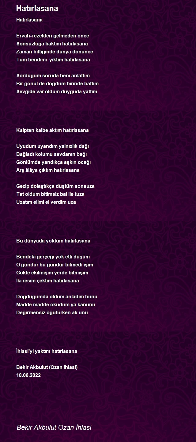 Bekir Akbulut Ozan İhlasi