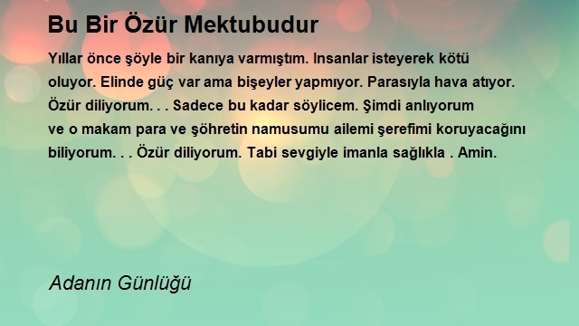 Adanın Günlüğü
